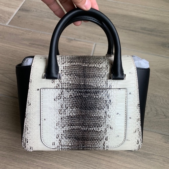 Nolita Mini Natural/Black Natural/Black Embossed Leather Messenger Bag - Picture 4 of 7